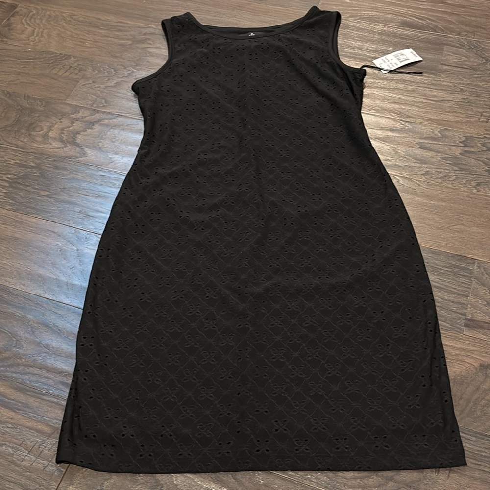 Ronni Nicole Eyelet Shift,boat neck,lined,pull on, sleeveless